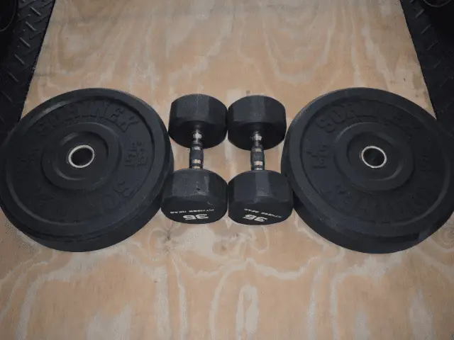 Bumper Plates and Dumbbells