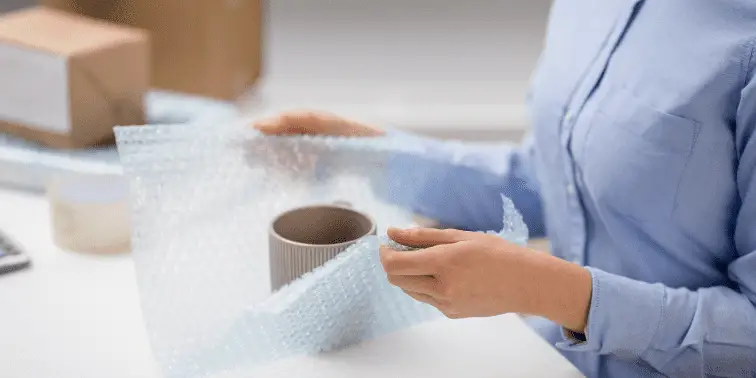 Wrapping a Mug in Bubble Wrap