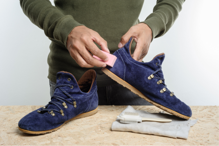 Cleaning Shoes with a Sponge
