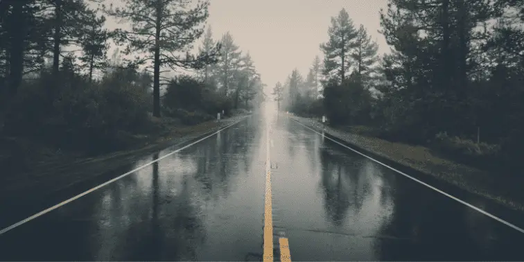 Wet Road in Rainy Conditions