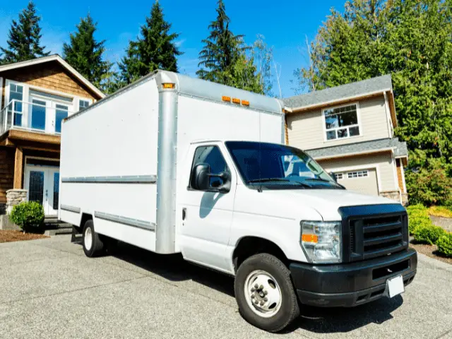 Moving Truck Parked in Front of Home