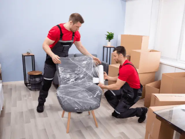 Covering a Chair in Plastic Wrap