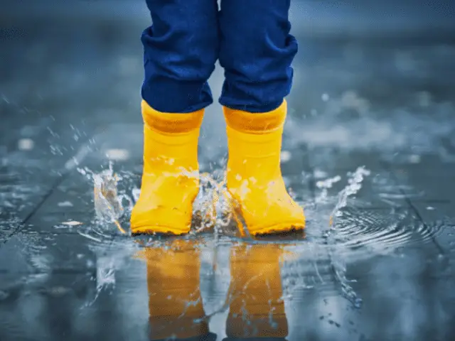 Rain Boots Splashing in a Puddle