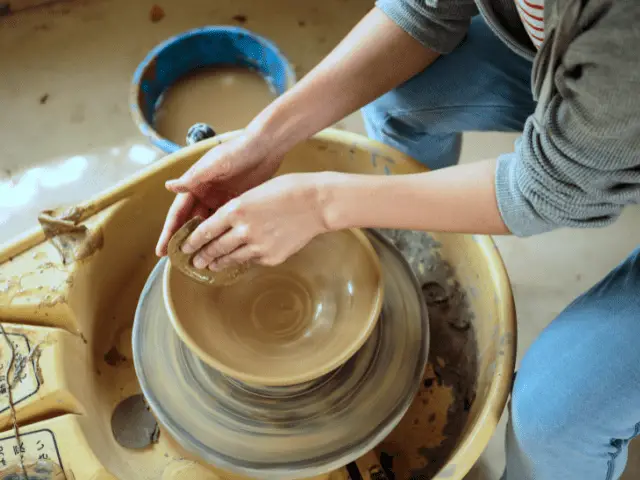 Sculpting Pottery on Pottery Wheel